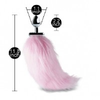 Anal Plug w/Tail, Pink Color Light, 11 Inches, includes addl screw-on end piece 